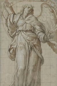 Anioł stojący trzymający zwój 1614. autorstwa Giovanni Domenico Caresana