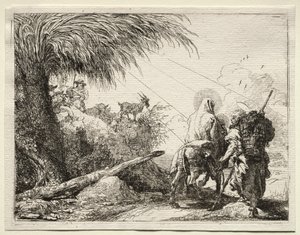 Ucieczka do Egiptu: Święta Rodzina i Palma autorstwa Giovanni Domenico Tiepolo