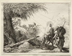 Ucieczka do Egiptu: Święta Rodzina i Palma. autorstwa Giovanni Domenico Tiepolo