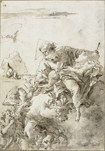 Bóg Ojciec wspierany przez anioły w chmurach, ja autorstwa Giovanni Domenico Tiepolo