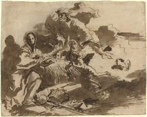 Bóg Ojciec i Aniołowie adorujący Madonnę z Dzieciątkiem [recto] autorstwa Giovanni Domenico Tiepolo