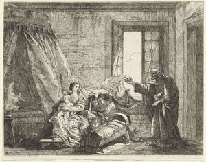 Józef przekazuje polecenie Maryi Bożej, aby uciekać autorstwa Giovanni Domenico Tiepolo