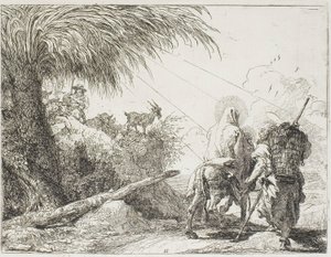 Józef i Maria w drodze z pasterzem i jego trzodą, tablica jedenasta z „Ucieczki do Egiptu” autorstwa Giovanni Domenico Tiepolo