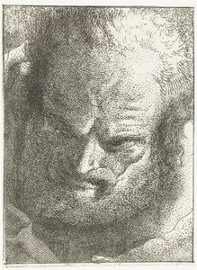 Mężczyzna patrzy w dół Kolekcja głów (tytuł serii) Raccolta di Teste (tytuł serii) autorstwa Giovanni Domenico Tiepolo