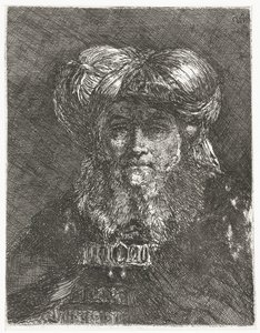 Mężczyzna z dużym turbanem Kolekcja głów (tytuł serii) Raccolta di Teste (tytuł serii) autorstwa Giovanni Domenico Tiepolo