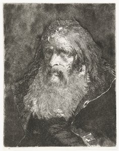Mężczyzna z długimi włosami i bez nakrycia głowy Kolekcja głów (tytuł serii) Raccolta di Teste (tytuł serii) autorstwa Giovanni Domenico Tiepolo
