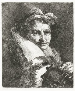 Mężczyzna z wąsami i kaskiem Kolekcja głów (tytuł serii) Raccolta di Teste (tytuł serii) autorstwa Giovanni Domenico Tiepolo