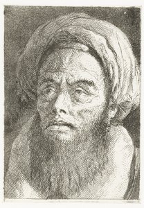 Mężczyzna w turbanie Kolekcja głów (tytuł serii) Raccolta di Teste (tytuł serii) autorstwa Giovanni Domenico Tiepolo