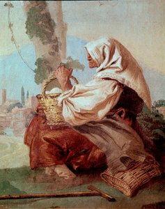 Stara wieśniaczka z koszem jajek z „Foresterii” (Pensjonat) autorstwa Giovanni Domenico Tiepolo