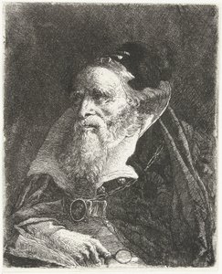 Stary człowiek z książką i lupą Kolekcja głów (tytuł serii) Raccolta di Teste (tytuł serii) autorstwa Giovanni Domenico Tiepolo