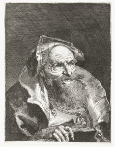 Stary człowiek z łańcuchem i książką Kolekcja głów (tytuł serii) Raccolta di Teste (tytuł serii) autorstwa Giovanni Domenico Tiepolo