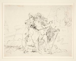 Priam i towarzysze poza murami Troi autorstwa Giovanni Domenico Tiepolo