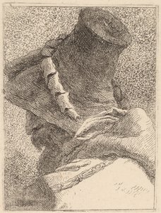 Profil starego mężczyzny w kapeluszu autorstwa Giovanni Domenico Tiepolo