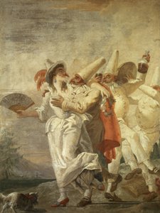 Pulcinella verliebt, ok. 1793 r. autorstwa Giovanni Domenico Tiepolo