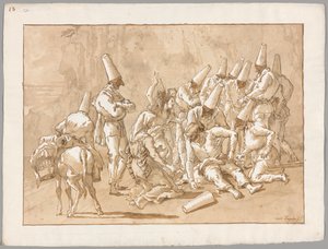 Punchinello upada na drodze autorstwa Giovanni Domenico Tiepolo