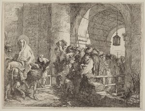 Święta Rodzina przybywająca do bramy miasta autorstwa Giovanni Domenico Tiepolo