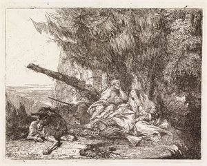 Święta Rodzina odpoczywająca pod jodłą (Ucieczka do Egiptu XXIII) autorstwa Giovanni Domenico Tiepolo