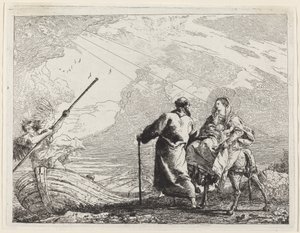 Święta Rodzina na brzegu rzeki autorstwa Giovanni Domenico Tiepolo