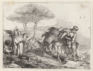 Madonna z Dzieciątkiem po lewej, z aktami aniołów autorstwa Giovanni Domenico Tiepolo