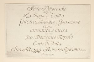Strona tytułowa z cyklu Malownicze idee nad ucieczką do Egiptu autorstwa Giovanni Domenico Tiepolo