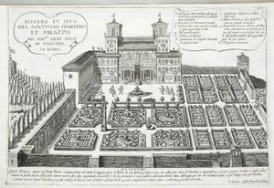 Widok na ogrody i pałac Wielkiego Księcia Toskanii, Rzym autorstwa Giovanni Domenico de