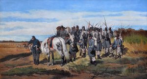 Zwiad wojskowy, zwiad, ok. 1861 (olej na płótnie) autorstwa Giovanni Fattori