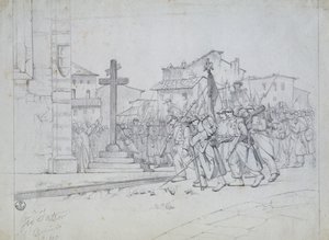 Wejście wojsk francuskich w Livorno autorstwa Giovanni Fattori