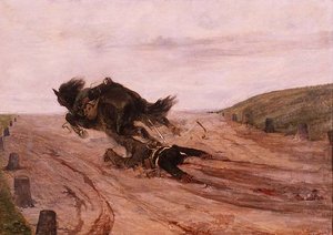 Mężczyzna złapany przez strzemię autorstwa Giovanni Fattori