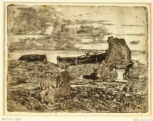 Żeglarze odpoczywający – Giovanni Fattori (1825-1908), akwaforta autorstwa Giovanni Fattori