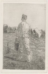 Żołnierz z wiadrem, widziany od tyłu autorstwa Giovanni Fattori