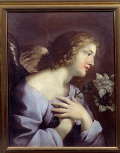 Anioł Zwiastowania. Obraz Giovanniego Romanelli (1610-1662) Ec. Włochy. autorstwa Giovanni Francesco Romanelli