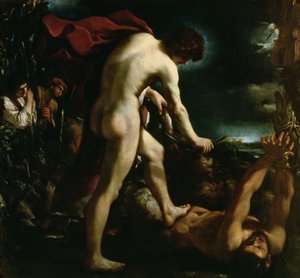 Apollo obdzierający ze skóry Marsjasza, ok. 1618 r autorstwa Giovanni Francesco Barbieri