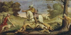 Polowanie na zające, 1615 autorstwa Giovanni Francesco Barbieri