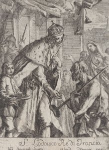 Święty Ludwik dający jałmużnę ubogim, 1735. autorstwa Giovanni Francesco Braccioli