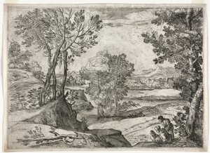 Krajobraz z rodziną, 1643. autorstwa Giovanni Francesco Grimaldi