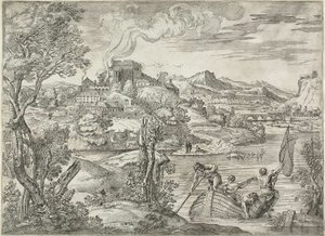 Krajobraz z lutniarzem autorstwa Giovanni Francesco Grimaldi
