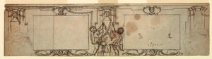 Rysunek, projekt rzeźbionej boazerii, 1650 r. autorstwa Giovanni Francesco Romanelli