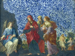 Święte kobiety przy grobie (olej na marmurze) autorstwa Giovanni Francesco Romanelli