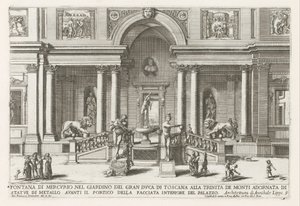 Loggia en tuin van de Villa Medici te Rome Fontanna Merkurego w ogrodzie Wielkiego Księcia Toskanii w Trinita de Monti (...) (tytuł na obiekcie) Fontanny w pałacach i ogrodach Rzymu (tytuł serii) Fonteinen in de paleizen en tuinen van Rome (se autorstwa Giovanni Francesco Venturini