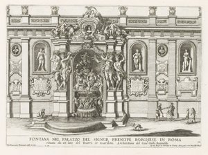 Nymphaeum in de binnenplaats van het Palazzo Borghese te Rome Fontanna w pałacu signor prencipe Borghese w Rzymie (...) (tytuł na obiekcie) Fontanny w pałacach i ogrodach Rzymu (tytuł serii) Fonteinen in de paleizen en tuinen van Rome (seria