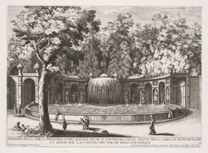 Fontanny Rzymu, Księga IV, płyta 7: Fontanna Sybilli Tyburtyńskiej (Fontana della Sibilla Tiburtina) autorstwa Giovanni Francesco Venturini