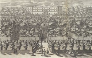 Widok na Pałac z Piętra Ogrodu z fontannami ..., 1691 lub później. autorstwa Giovanni Francesco Venturini