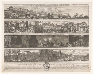 Optocht om Rome vrij te maken van de pest Zlecenia staranności i naprawy wykonane z korzyścią powszechną przez ojca Pietra di N.S. PP. Aleksander VII. et emin.mi SS. card.li z S. congr.me della sanita, aby uwolnić miasto Rzym od zarazy (tytuł na o autorstwa Giovanni Giacomo de