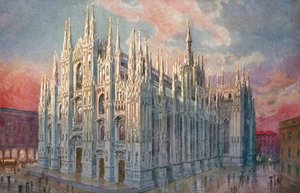 Milano / Mediolan: Duomo (kolorowa litografia)