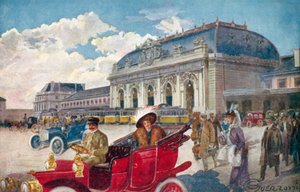 Mediolan / Milan: Stazione Centrale (kolorowa litografia)