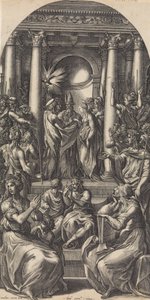 Małżeństwo Dziewicy, ca. 1525-26. autorstwa Giovanni Jacopo Caraglio