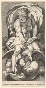 Ilustracja 3: Jowisz wyłaniający się z niszy, jadący na orle i trzymający w l..., 1526.