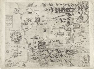 Mapa oblężenia Palmanova autorstwa Giovanni Justo