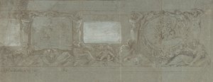 Projekt dekoracji ściennej z ofiarą Abrahama i ucieczką do Egiptu, ca. 1600-1647. autorstwa Giovanni Lanfranco
