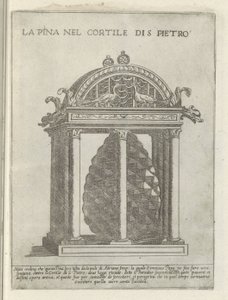 De Pigna te Vaticaanstand La Pina w Cortile di S. Pietro (tytuł na obiekcie) Moderne en antieke monumenten en bouwwerken w Rzymie (tytuł serii) Ozdoby starożytnych i współczesnych budowli miasta Alma w Rzymie (tytuł serii)
